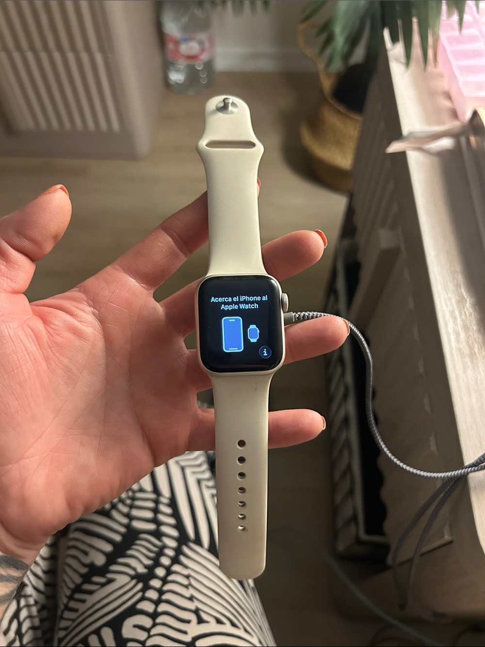 Apple Watch in Light Cream Silicone Band - Cellular Smartwatch